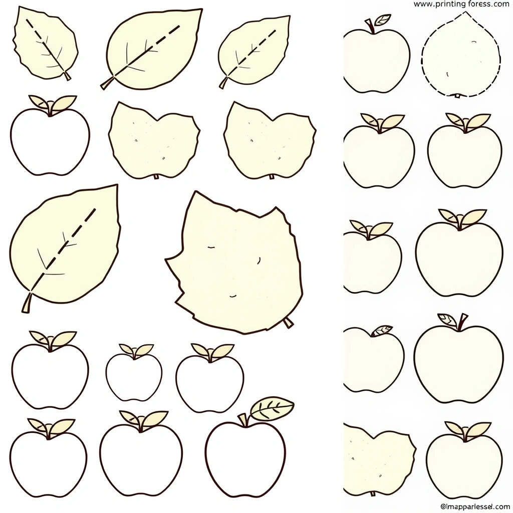 Szablony liści i jabłek - wycinanki - Szablony - Jeż