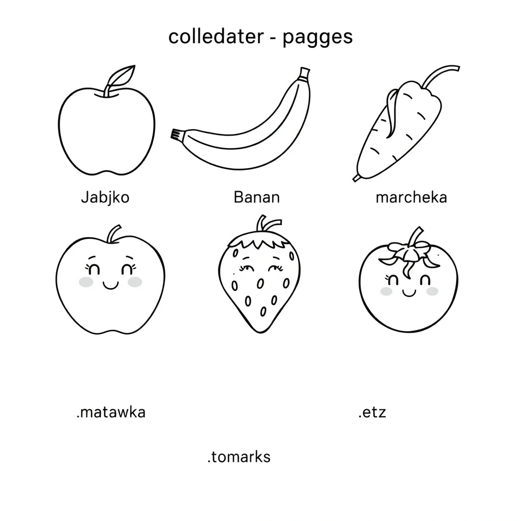 Kolorowanki: owoce i warzywa - Kolorowanki - Zdrowe Jedzenie