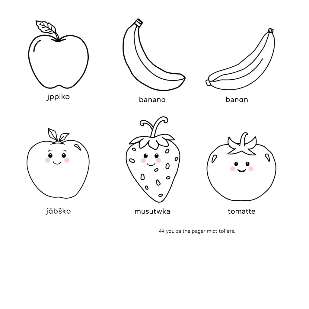 Kolorowanki: owoce i warzywa - Kolorowanki - Zdrowe Jedzenie