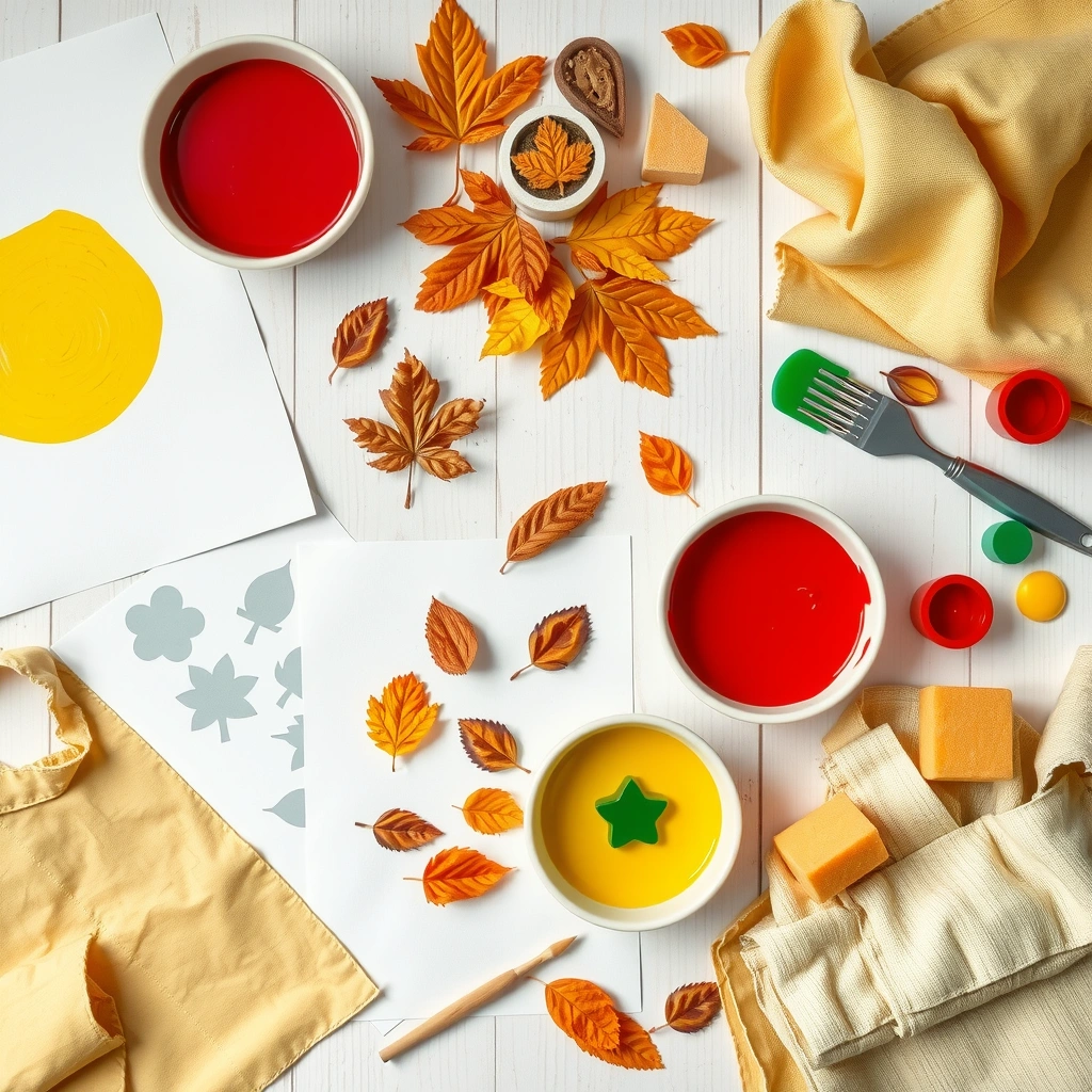 Zdjęcie materiałów — flat lay - Materiały - Jesień