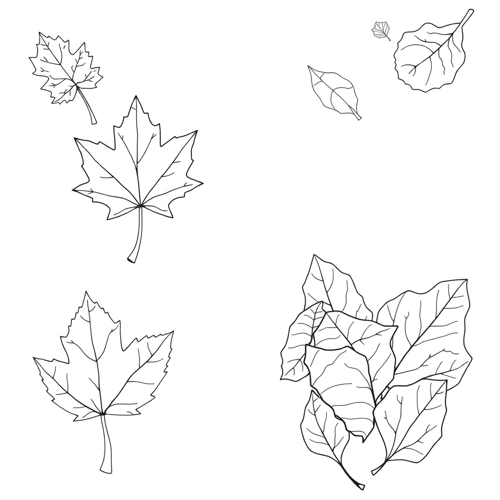 Szablony do pocieranek i odbitek liści (A4) - Kolorowanki - Jesień
