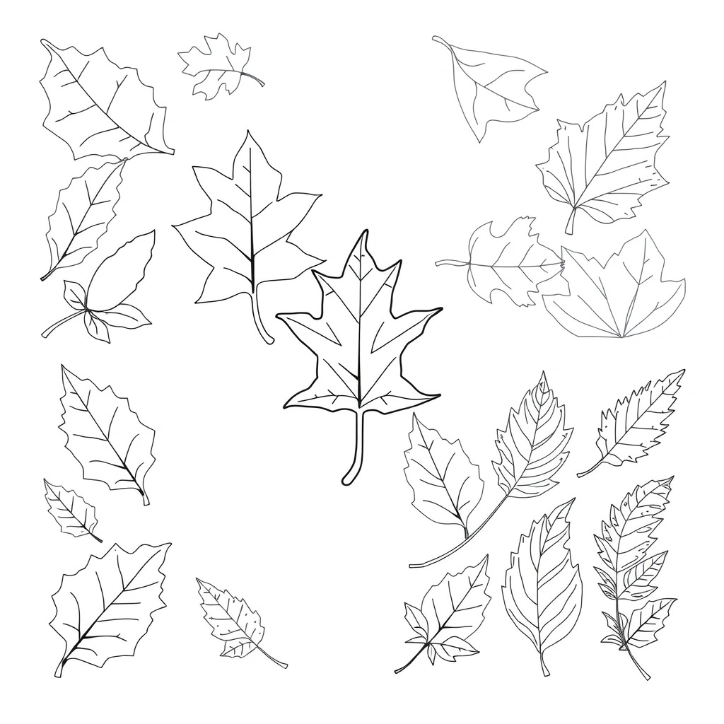 Szablony do pocieranek i odbitek liści (A4) - Kolorowanki - Jesień