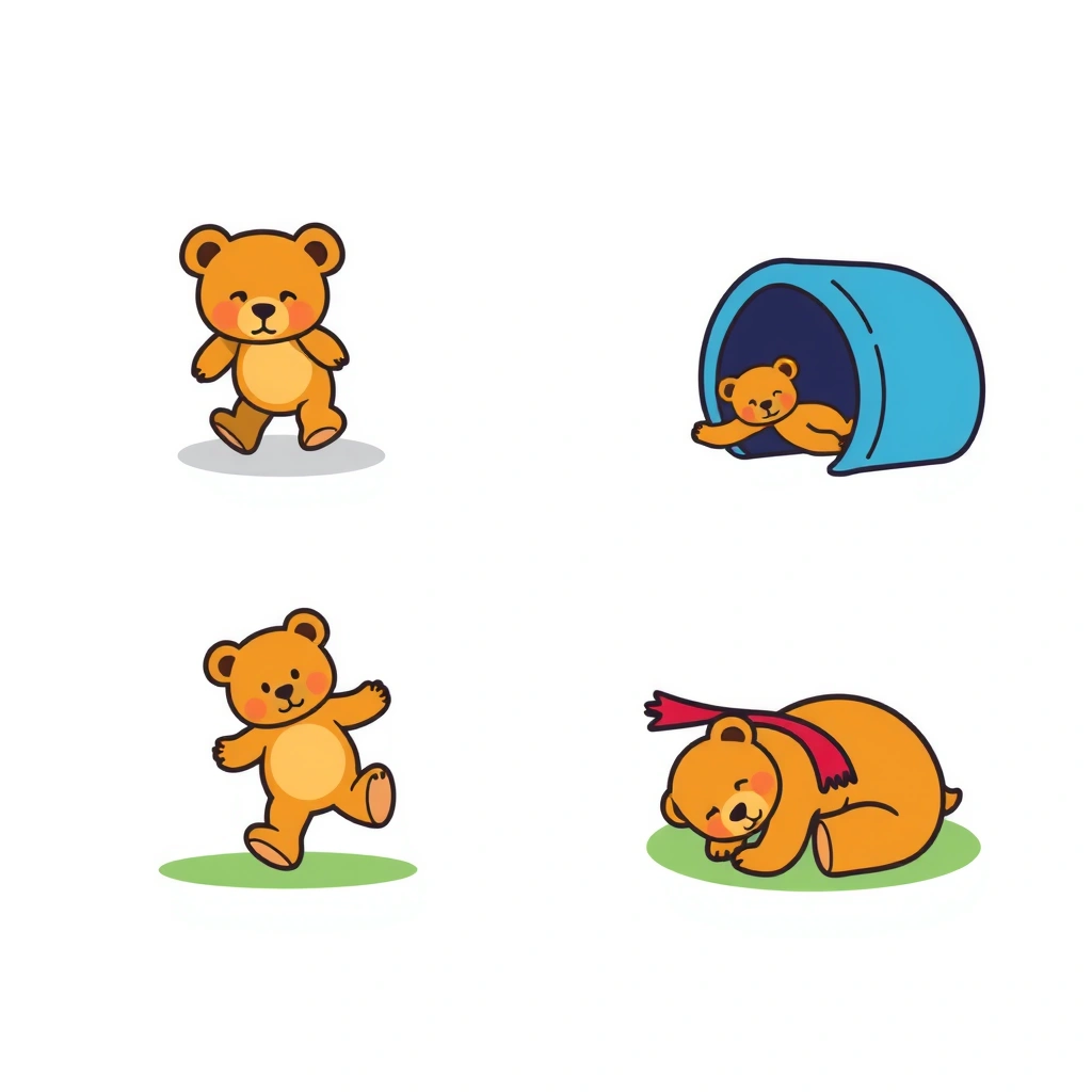 Karty stacji — Piktogramy misia - Szablony - Pluszowy Miś