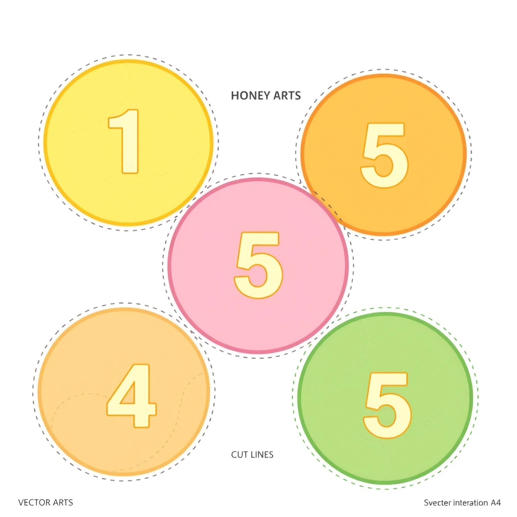 Miodowe krążki - kolorowe maty do druku - Szablony - Dzień Misia
