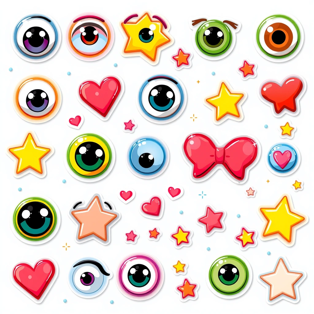 Arkusz naklejek - oczka i gwiazdki - Szablony - Bajkowe Postacie