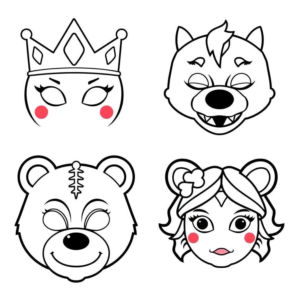 Maski do wycięcia - gotowe postaci - Szablony - Bajkowe Postacie