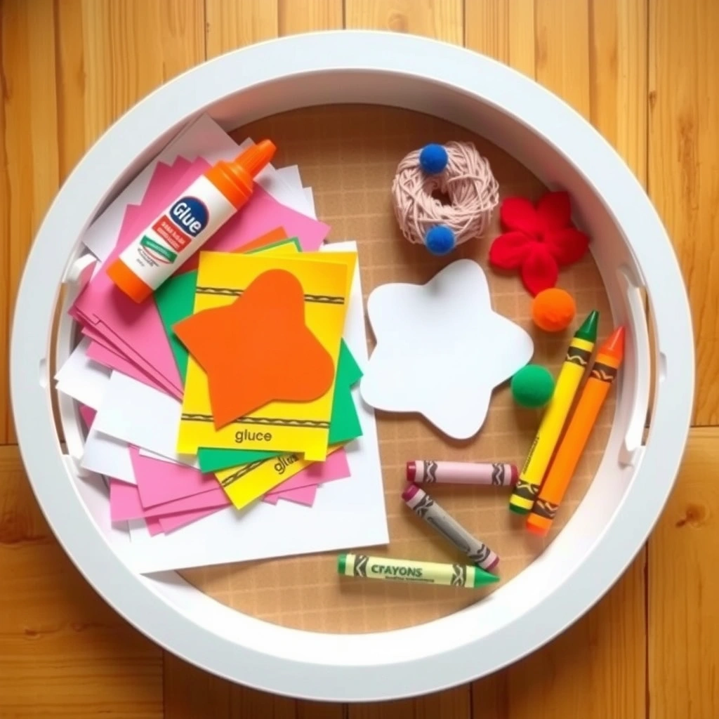 Zestaw na tacce - rozłożone materiały - Materiały - Bajkowe Postacie