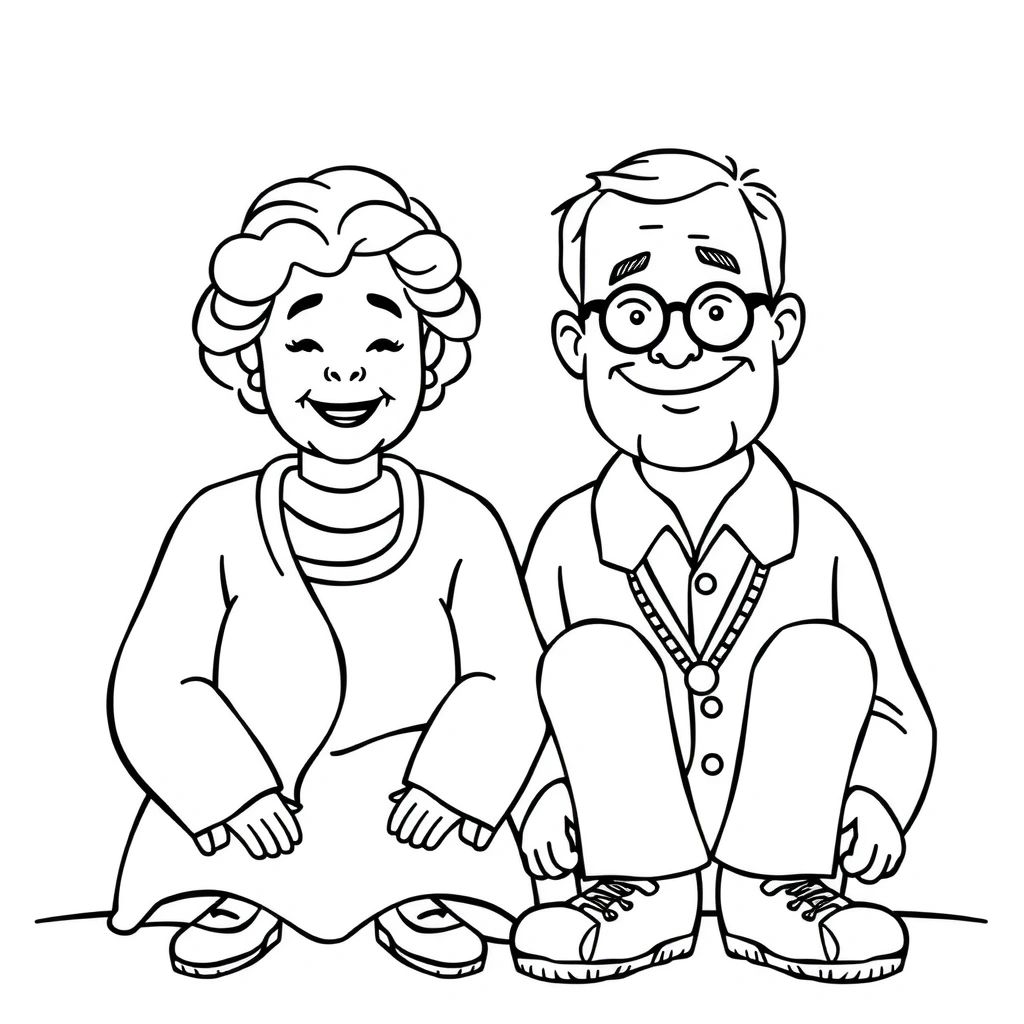 Kolorowanka: Babcia i dziadek - Kolorowanki - Dzień Seniora