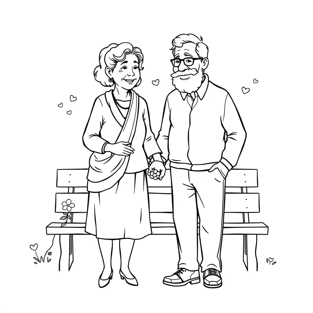 Kolorowanka: Babcia i Dziadek - Kolorowanki - Dzień Seniora