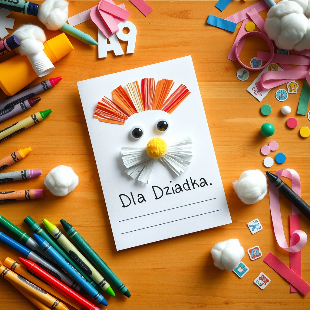 Gotowy przykład kartki — portret dziadka - Materiały - Dzień Dziadka