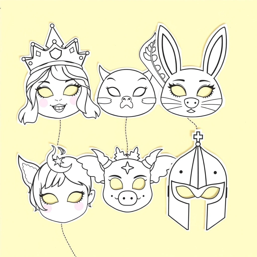 Szablony masek do wycięcia - Szablony - Bajkowe Postacie