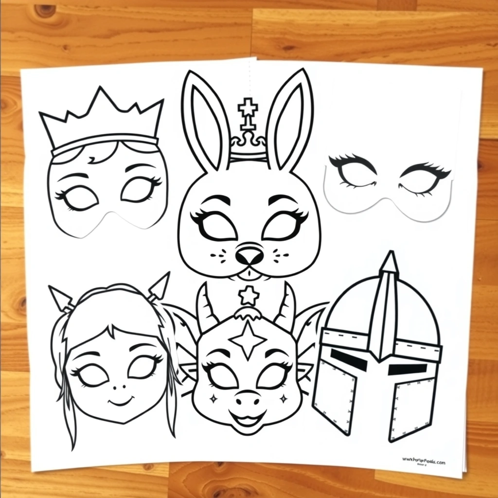 Szablony masek do wycięcia - Szablony - Bajkowe Postacie