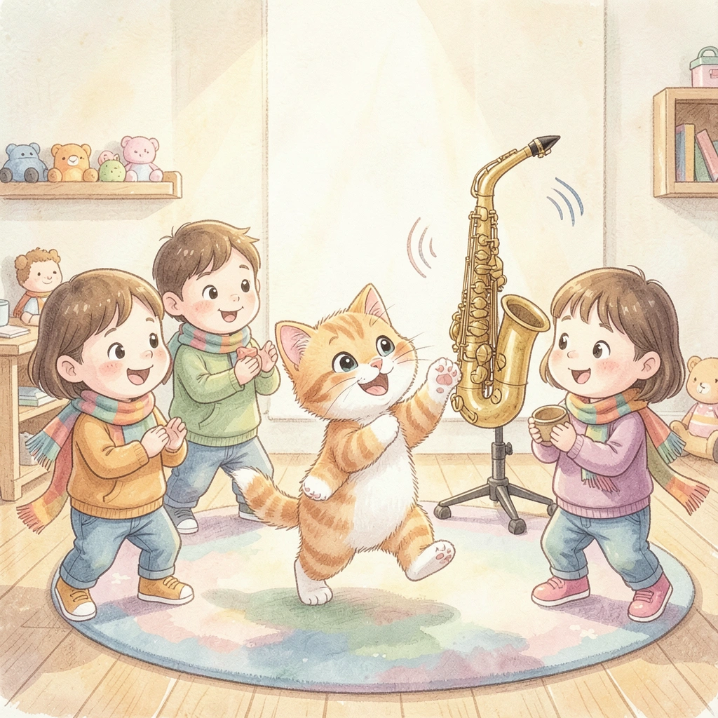 Ilustracja do opowiadania: 'Mały kotek i jazz' - Materiały - Międzynarodowy Dzień Jazzu