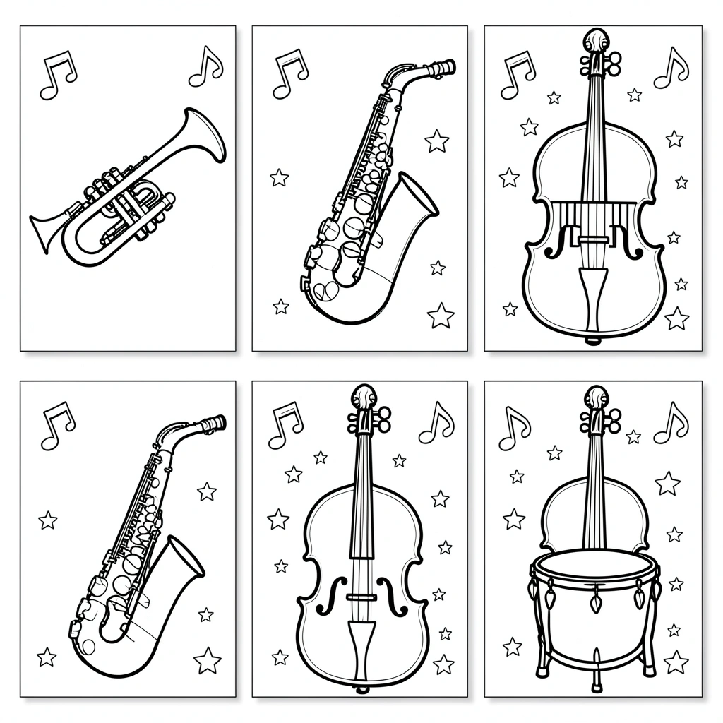 Kolorowanki: instrumenty jazzowe - Kolorowanki - Międzynarodowy Dzień Jazzu