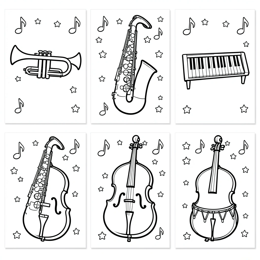 Kolorowanki: instrumenty jazzowe - Kolorowanki - Międzynarodowy Dzień Jazzu
