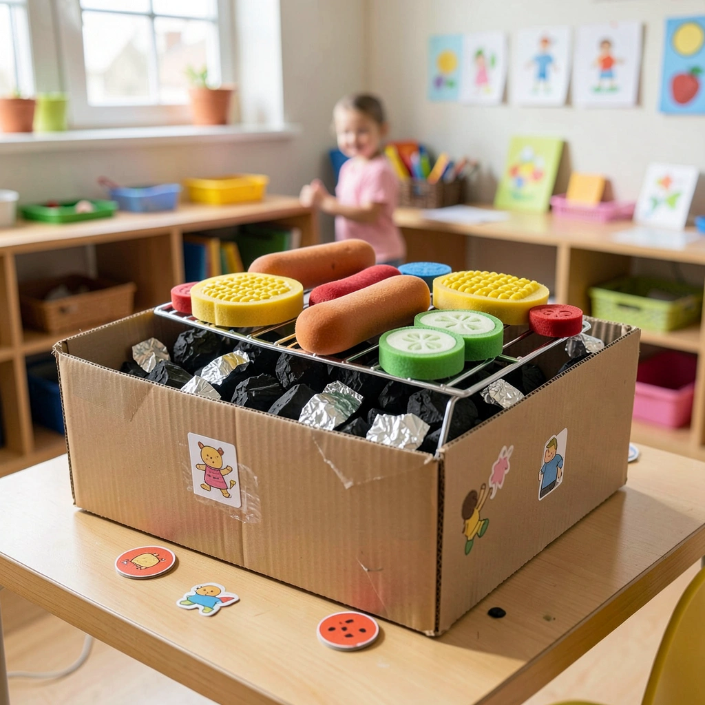 Duży tekturowy grill — zdjęcie rekwizytu - Materiały - Dzień Grilla