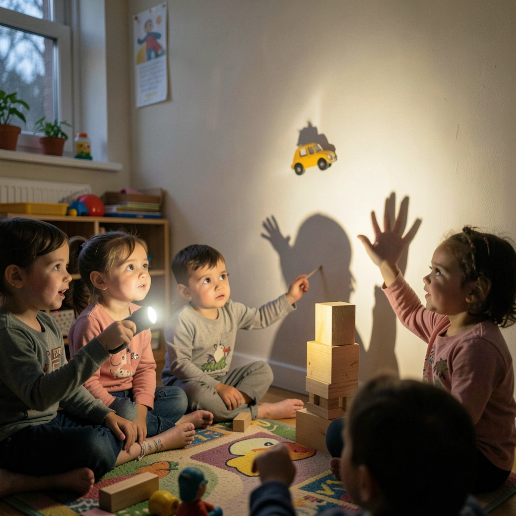 Zabawa z cieniami — scena w sali - Materiały - Dzień Słońca