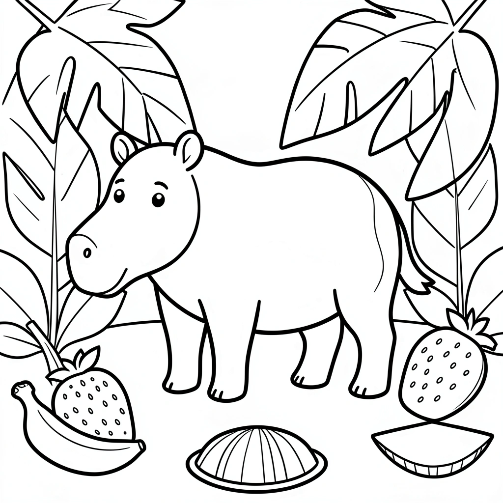 Kolorowanka — tapir w prostym lesie - Kolorowanki - Światowy Dzień Tapira
