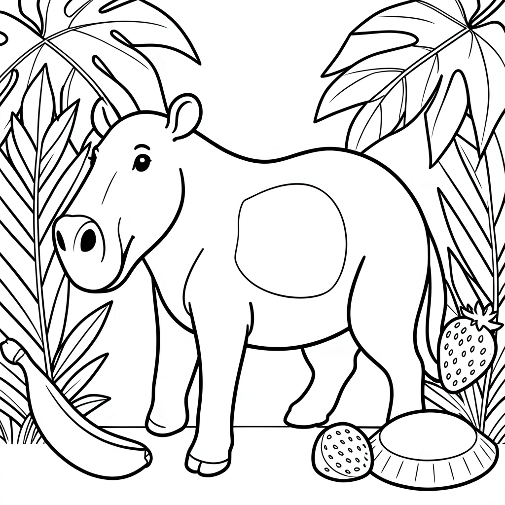 Kolorowanka — tapir w prostym lesie - Kolorowanki - Światowy Dzień Tapira