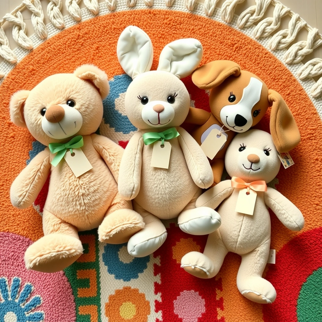 Ilustracja pluszaków z karteczkami — prezentacja - Materiały - Pierwszy dzień w żłobku