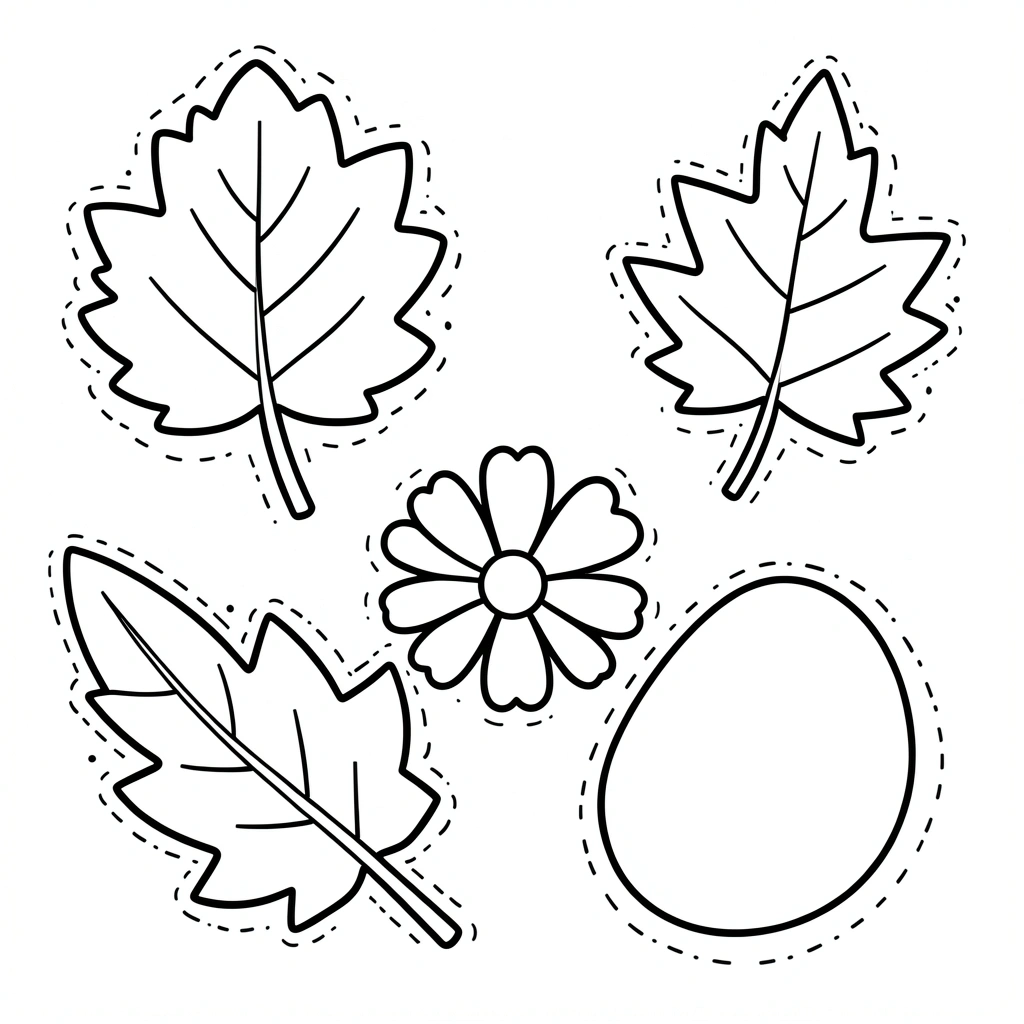 Kolorowanki — proste kontury liści i kwiatów - Kolorowanki - Biblioteka