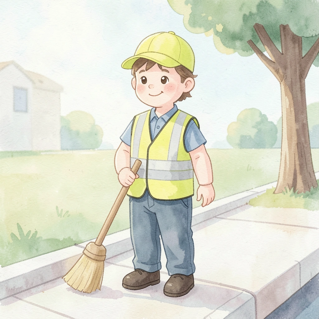 Pracownik komunalny — przyjazna ilustracja - Materiały - Dzień Pracownika Gospodarki Komunalnej