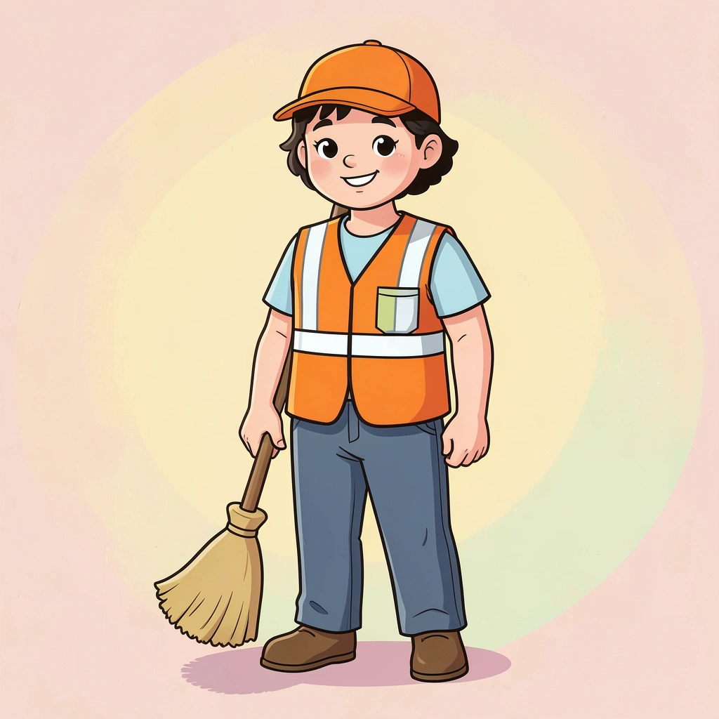 Ilustracja: Pracownik gospodarki komunalnej - Materiały - Dzień Pracownika Gospodarki Komunalnej