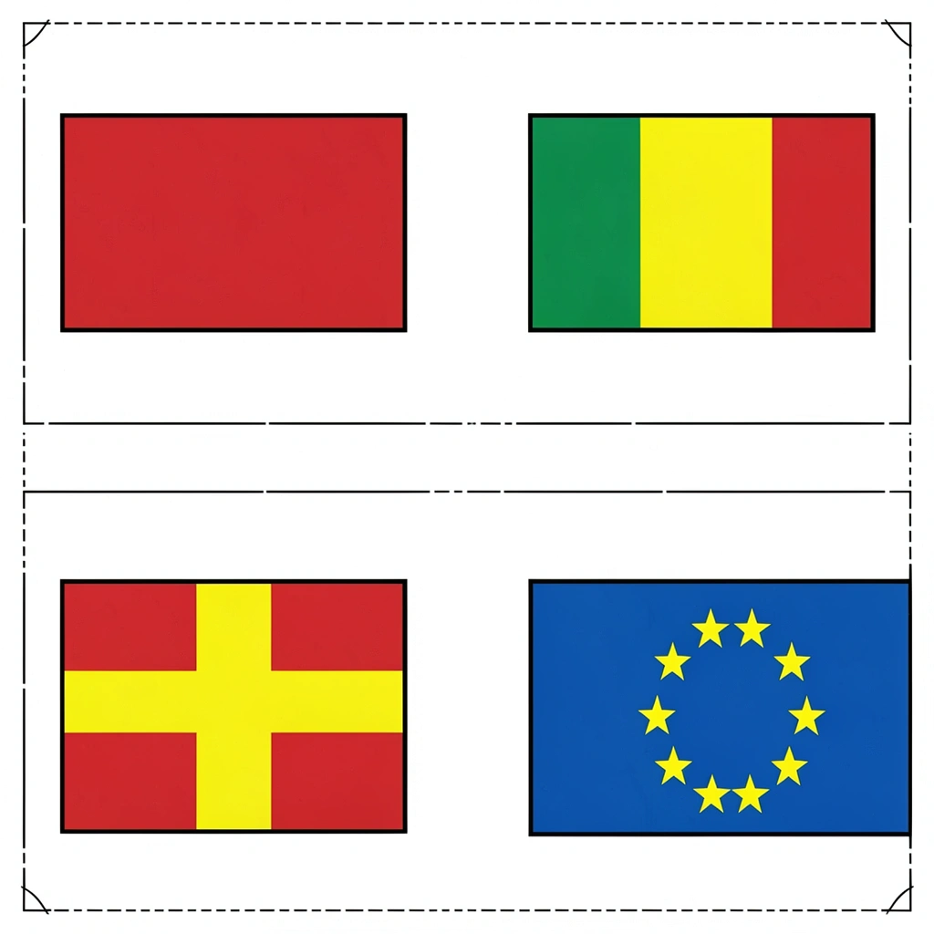 Arkusz z przykładowymi flagami (grid) - Szablony - Dzień Europy