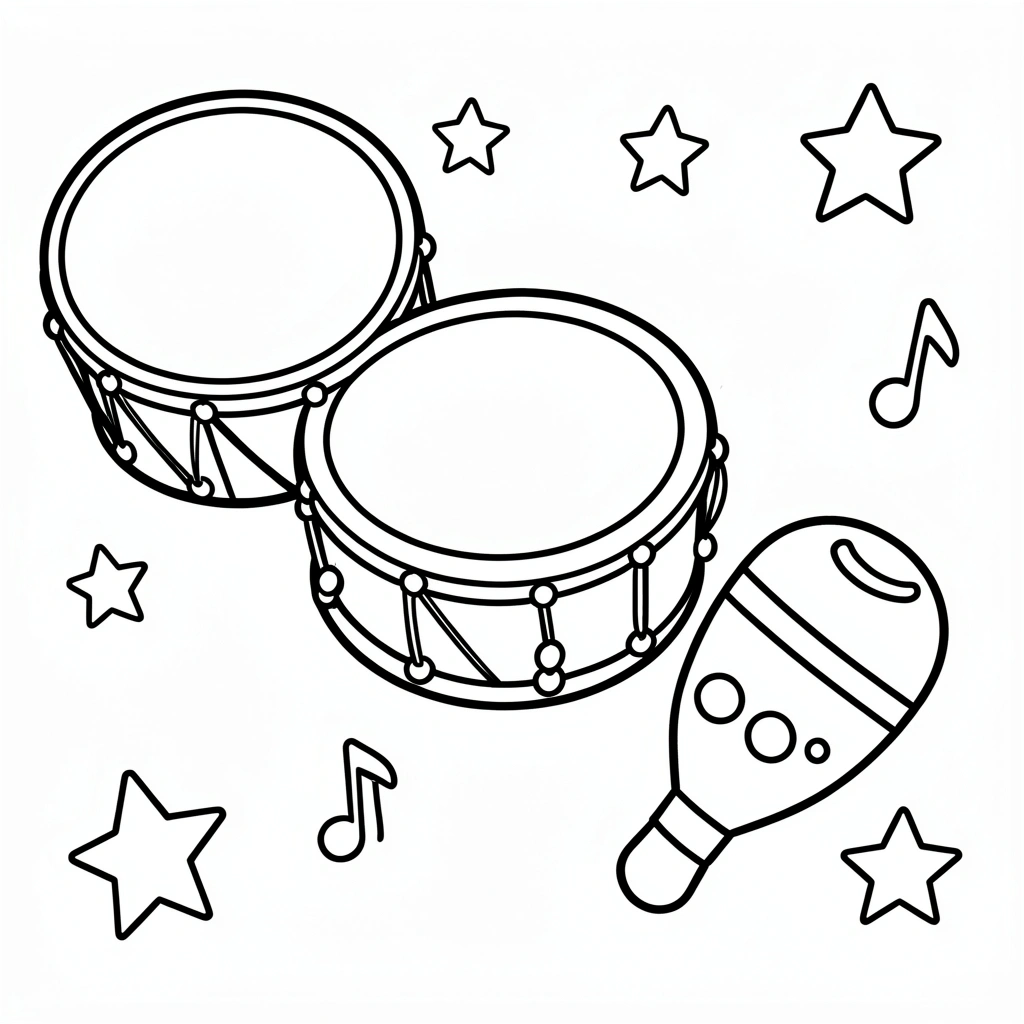 Strona do kolorowania — instrumenty perkusyjne - Kolorowanki - Dzień Wolnej Kultury
