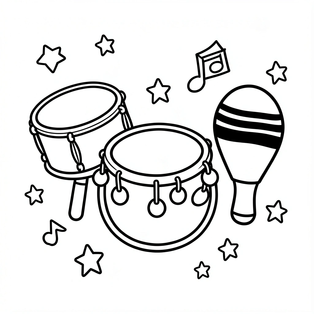Strona do kolorowania — instrumenty perkusyjne - Kolorowanki - Dzień Wolnej Kultury