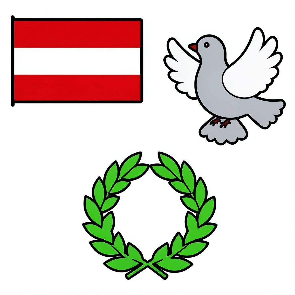 Symbole święta — flaga, gołąb, wieniec (szablony wycięcia) - Szablony - Narodowy Dzień Zwycięstwa