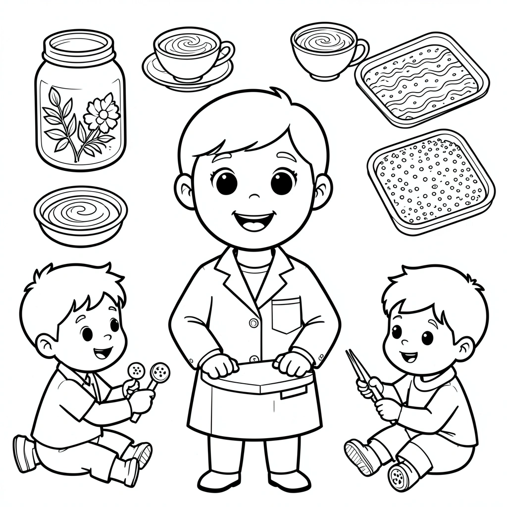 Kolorowanka: farmaceuta i stacje sensoryczne - Kolorowanki - Dzień Farmaceuty