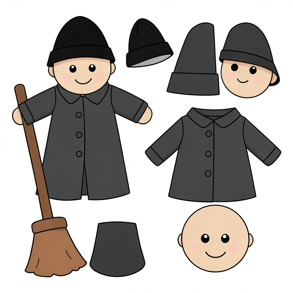 Wzór pacynki / pluszaka Kominiarza (szablon) - Szablony - Dzień Kominiarza