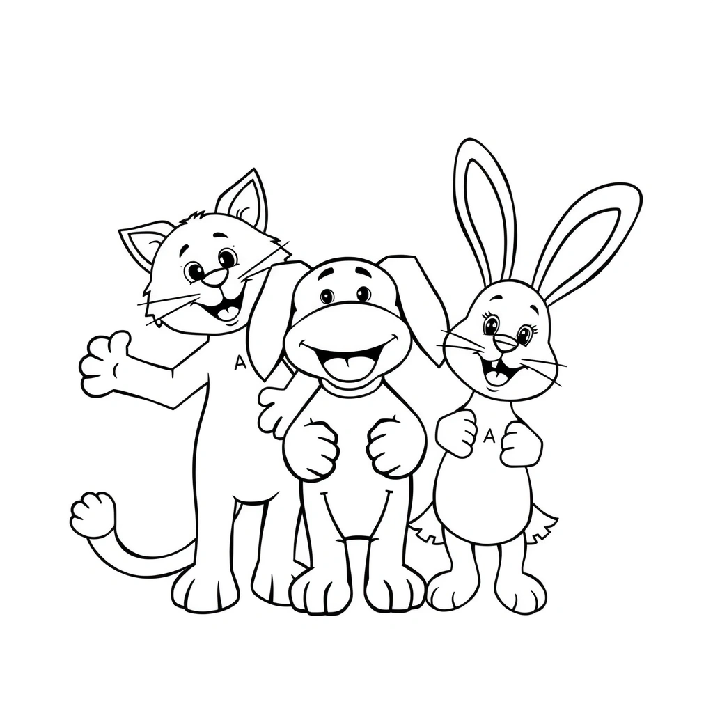 Kolorowanka — pacynki w prostych pozach - Kolorowanki - Dzień Teatru