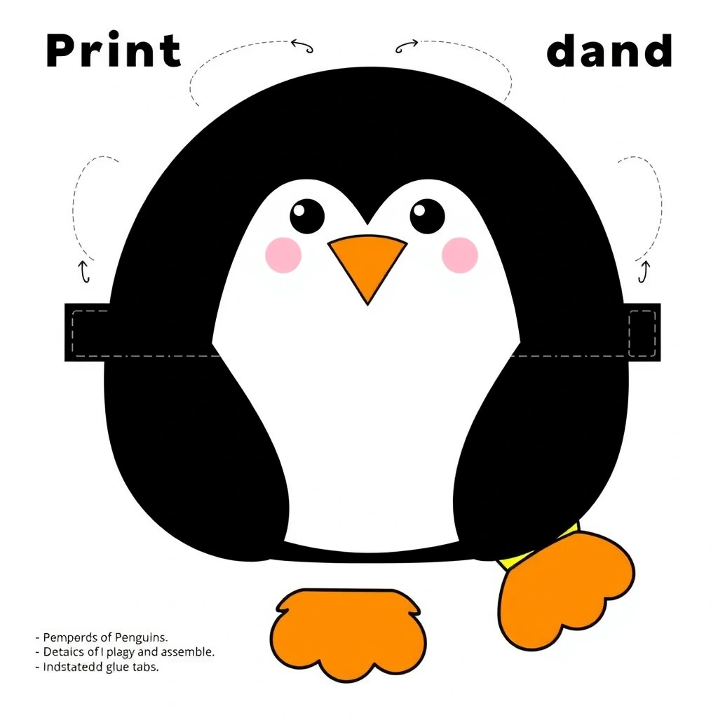 Opaska-headband z pingwinkiem - Szablony - Dzień Pingwina Międzynarodowy