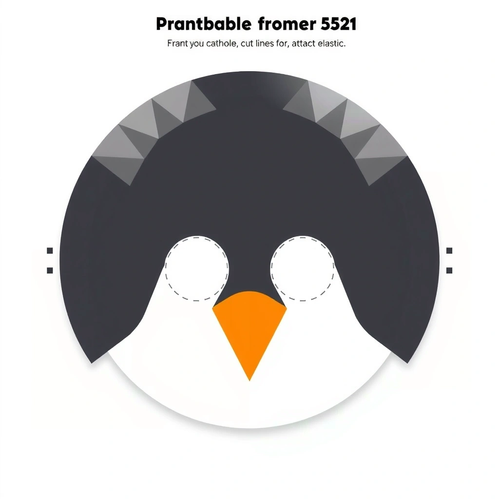 Szablon maski pingwina (papierowy talerzyk) - Szablony - Dzień Pingwina Międzynarodowy