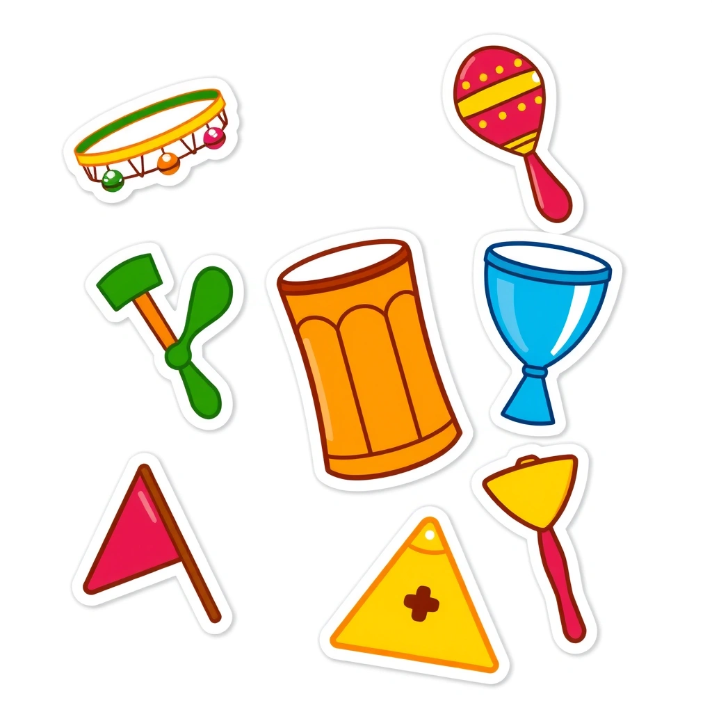 Ikony instrumentów rytmicznych (naklejki) - Materiały - Pierwszy Dzień Lata