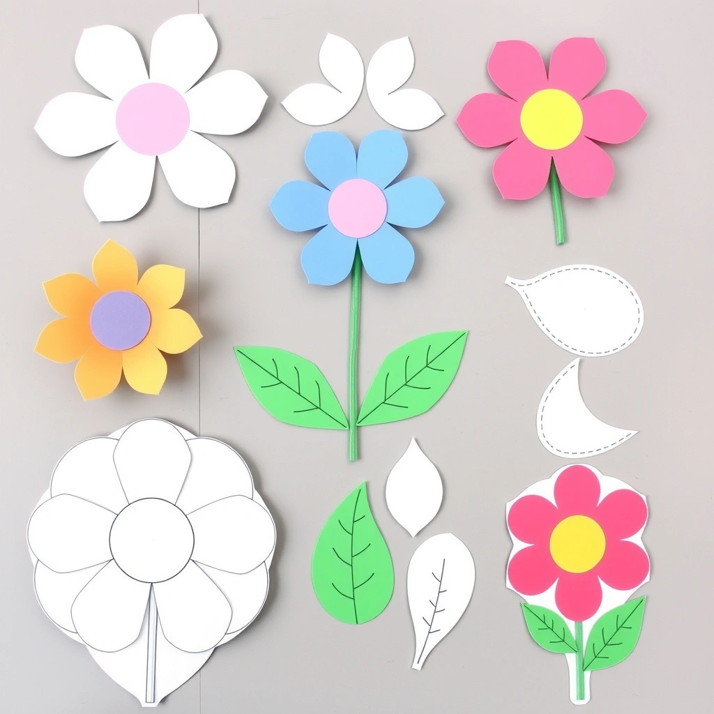 Szablony papierowych kwiatów i liści - Szablony - Pierwszy Dzień Lata