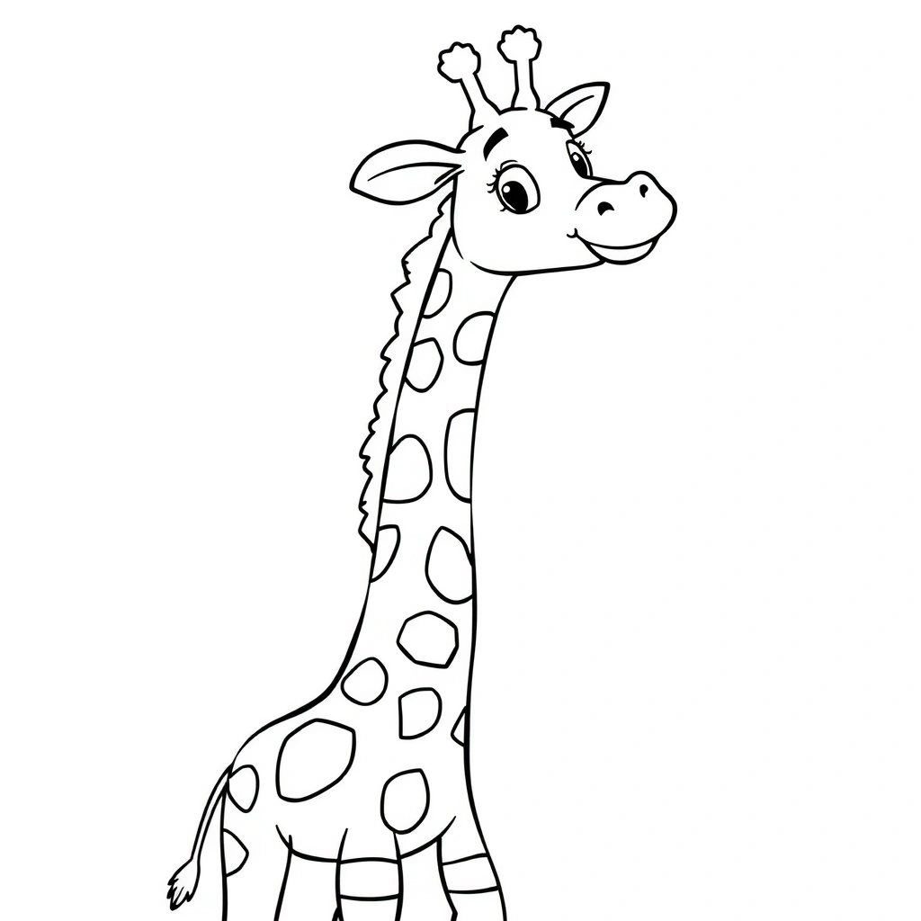 Kolorowanka: żyrafa z dużą szyją i plamami - Kolorowanki - Dzień Żyrafy