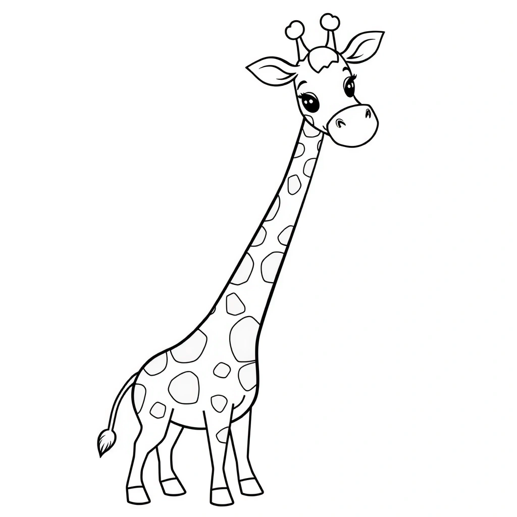 Kolorowanka: żyrafa z dużą szyją i plamami - Kolorowanki - Dzień Żyrafy