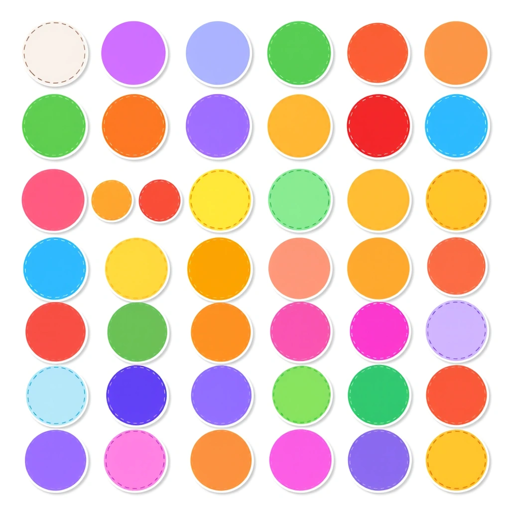 Szablon: arkusz kolorowych kółeczek (samoprzylepne plamki) - Szablony - Dzień Żyrafy