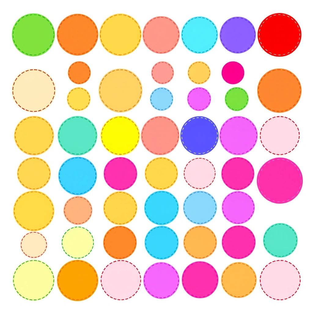 Szablon: arkusz kolorowych kółeczek (samoprzylepne plamki) - Szablony - Dzień Żyrafy