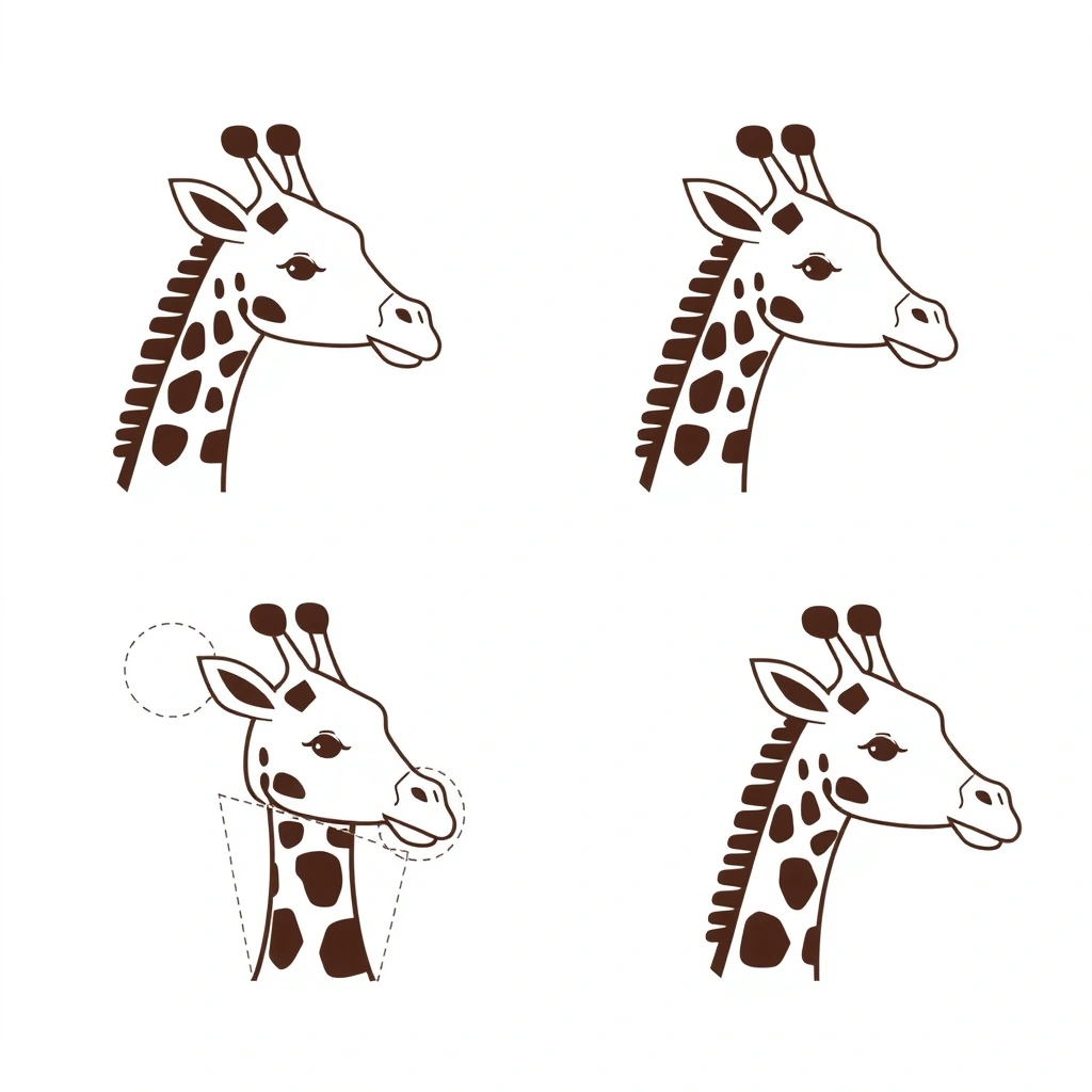 Szablon: sylwetki głów żyrafy do dopasowywania szyi - Szablony - Dzień Żyrafy