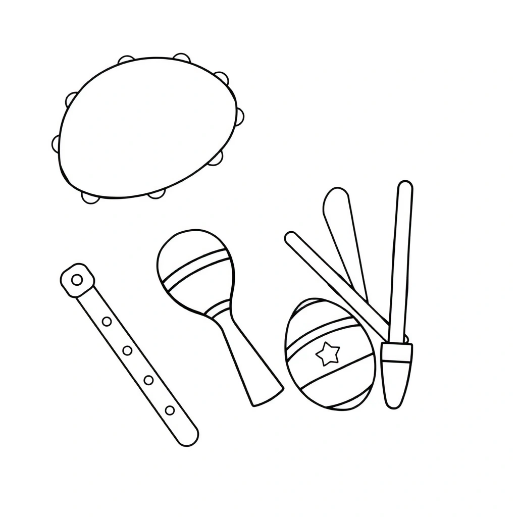 Kolorowanka: instrumenty perkusyjne - Kolorowanki - Dzień Muzyki