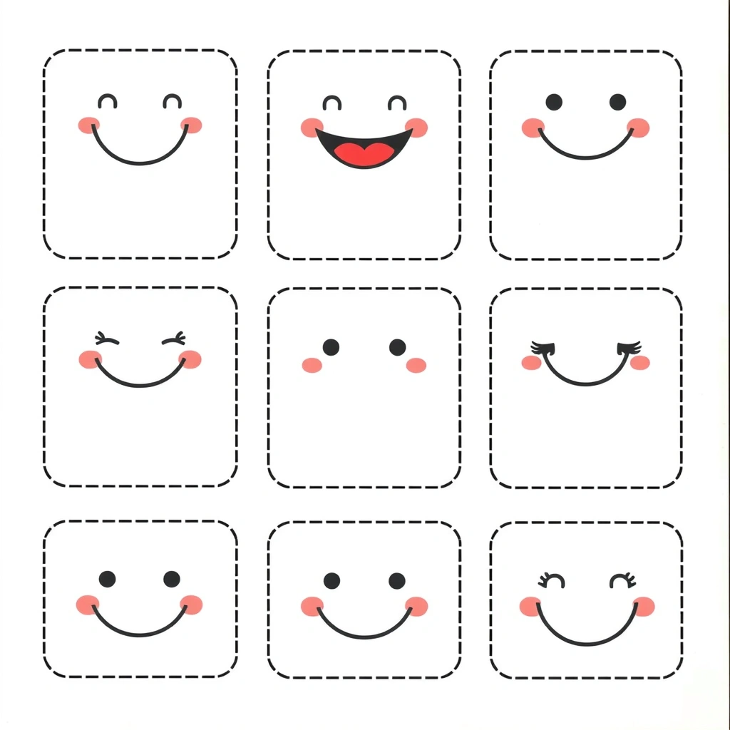 Karty z różnymi uśmiechami (do ukrycia) - Szablony - Dzień Uśmiechu