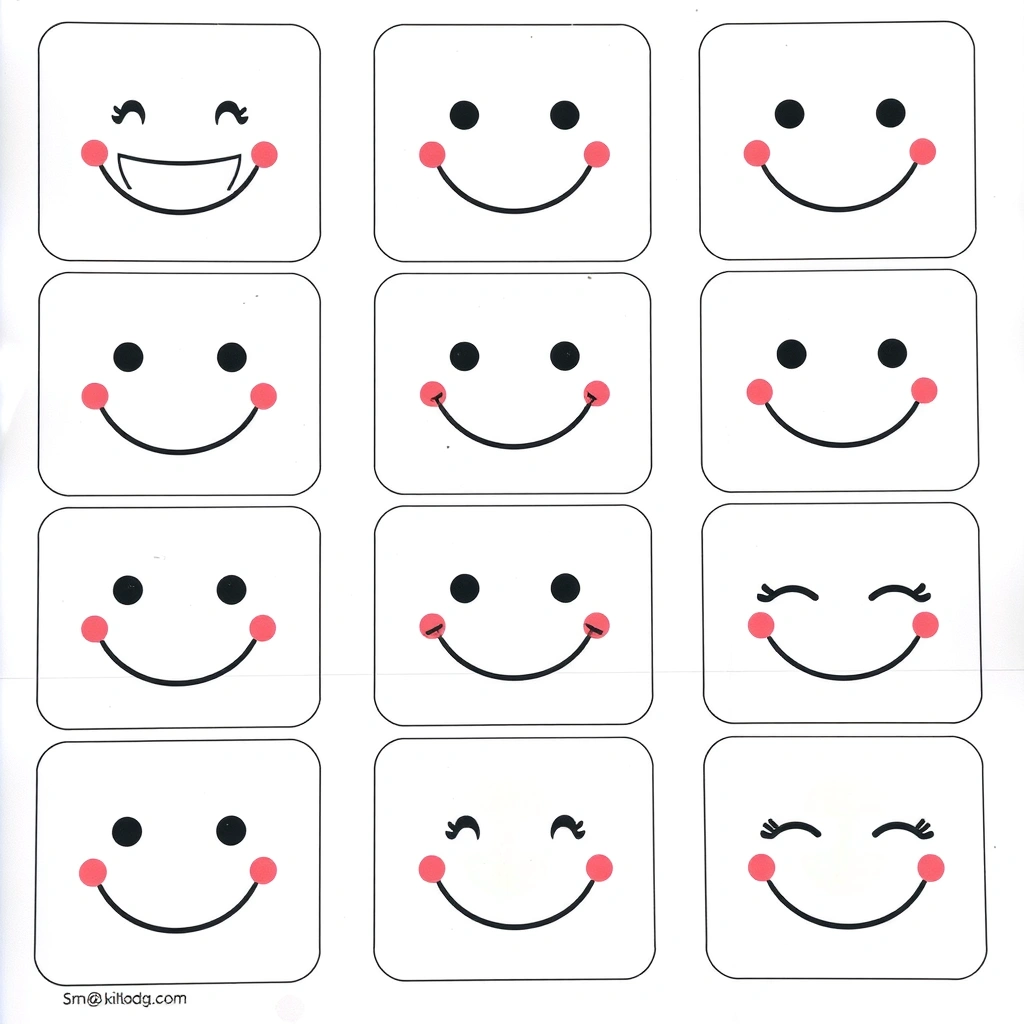 Karty z różnymi uśmiechami (do ukrycia) - Szablony - Dzień Uśmiechu