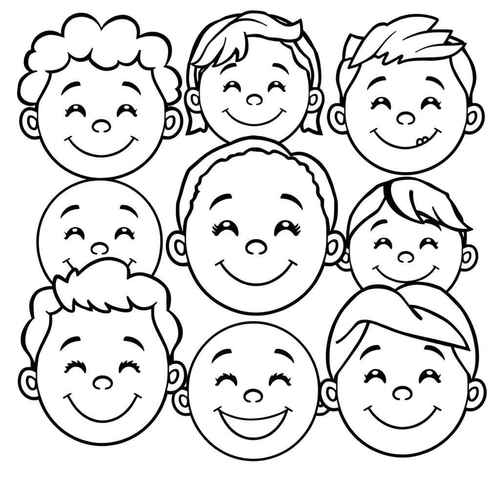 Kolorowanka: Różne uśmiechy - Kolorowanki - Dzień Uśmiechu