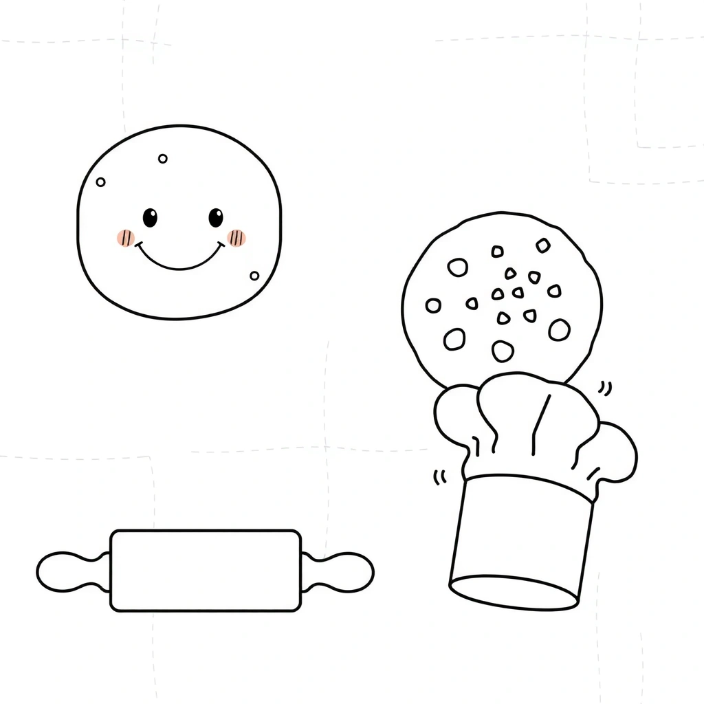 Kolorowanki: bułeczka, ciasteczko, wałek - Kolorowanki - Dzień Piekarza i Cukiernika