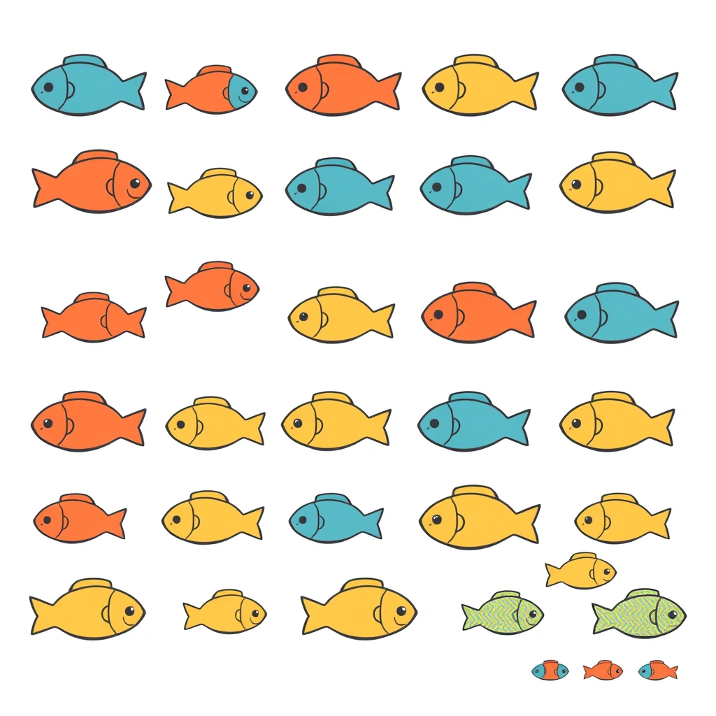 Arkusz z małymi rybkami do wycięcia (liczniki) - Szablony - Dzień Pingwina Międzynarodowy