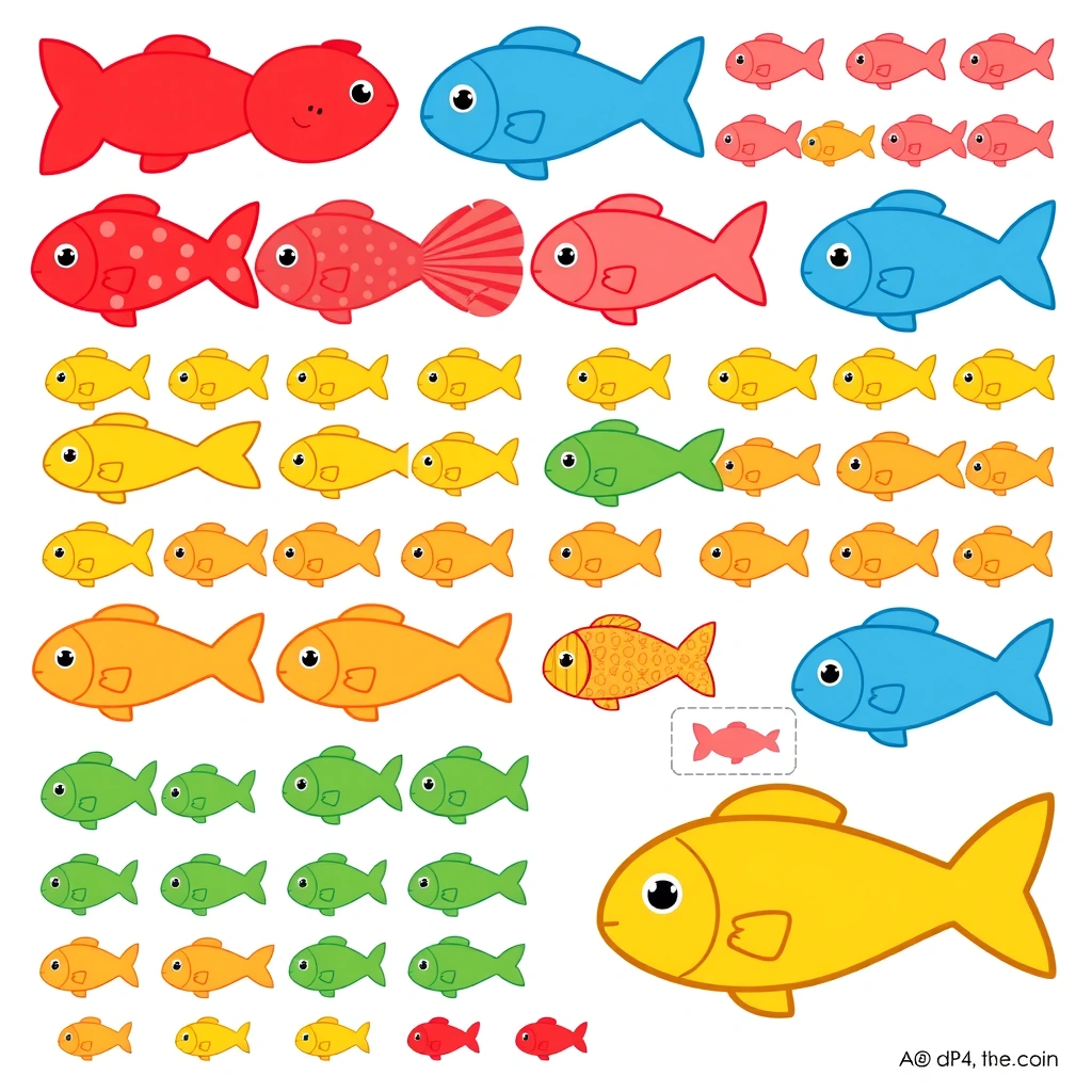 Arkusz z małymi rybkami do wycięcia (liczniki) - Szablony - Dzień Pingwina Międzynarodowy